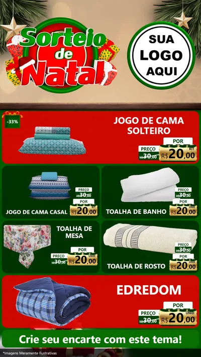 Modelo de TV para TV Vertical com o tema Sorteio de Natal para Cama, Mesa e Banho