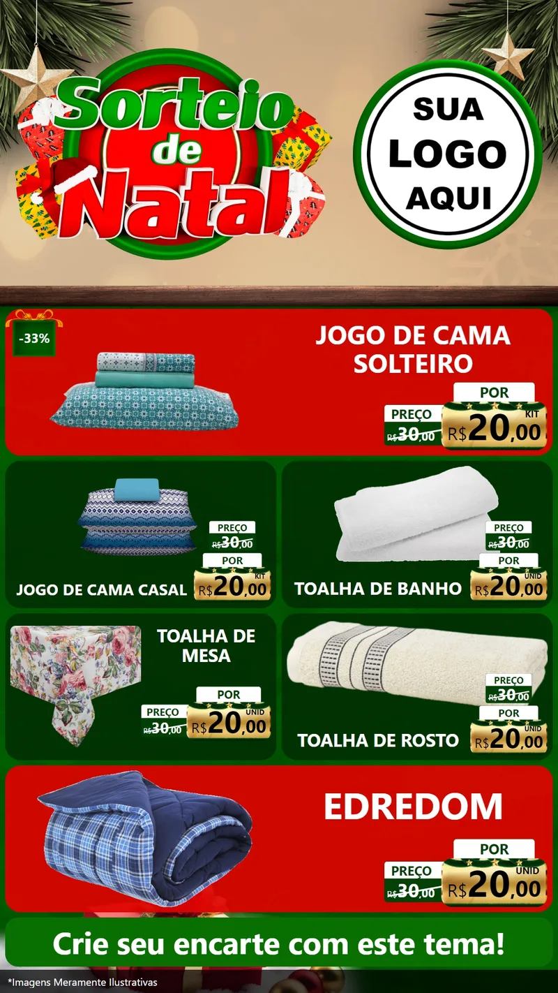 Modelo de TV para TV Vertical com o tema Sorteio de Natal para Cama, Mesa e Banho
