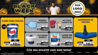 Modelo de TV para TV Horizontal com o tema Black Week para Produtos para Piscina