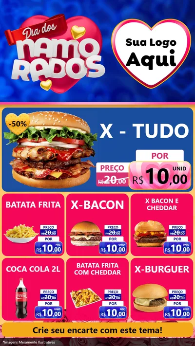 Modelo de Rede Social para Stories com o tema Dia dos namorados para Hamburgueria