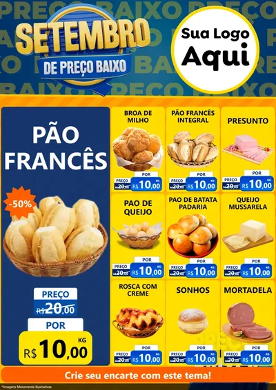 Modelo de Encarte para Encarte A4 Vertical com o tema Setembro De Preço Baixo para Padaria