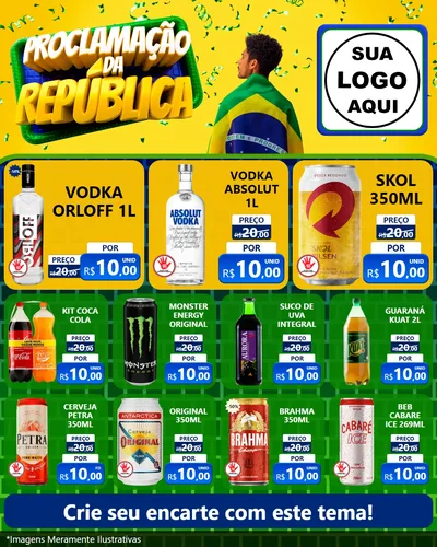 Modelo de Rede Social para Feed Instagram com o tema Proclamação da República para Distribuidora de bebidas