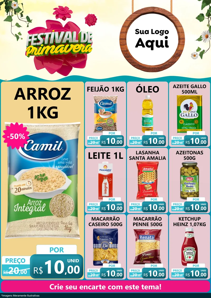 Modelo de Encarte para Encarte A4 Vertical com o tema Festival de Primavera para Supermercado