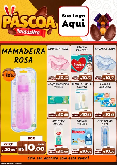 Modelo de Encarte para Encarte A4 Vertical com o tema Páscoa Fantástica para Bebês