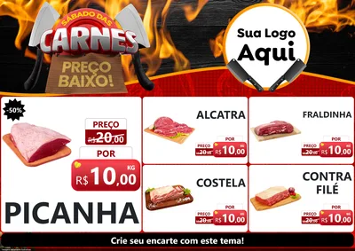 Modelo de Encarte para Encarte A4 Horizontal com o tema Sábado das Carnes para Açougue