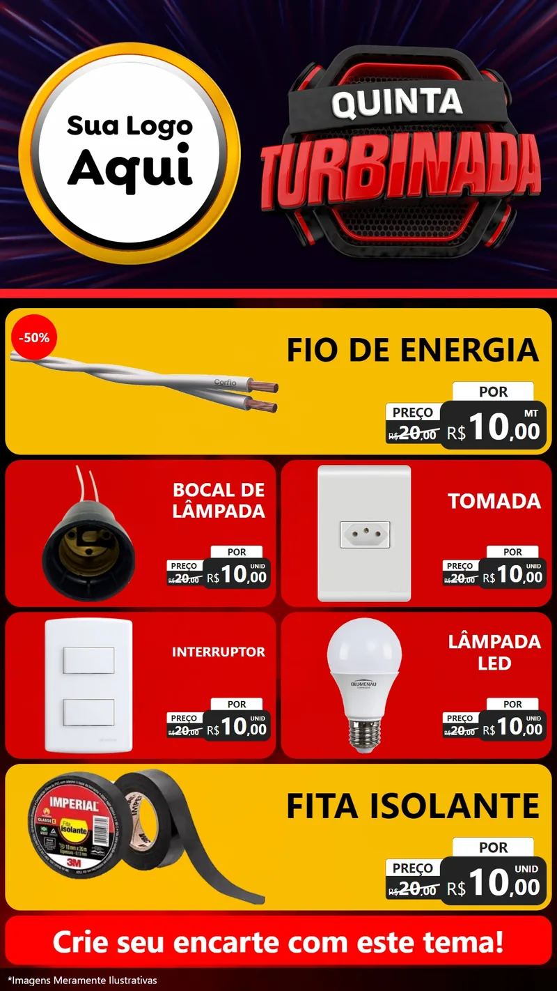 Modelo de TV para TV Vertical com o tema Quinta Turbinada para Materiais Elétricos