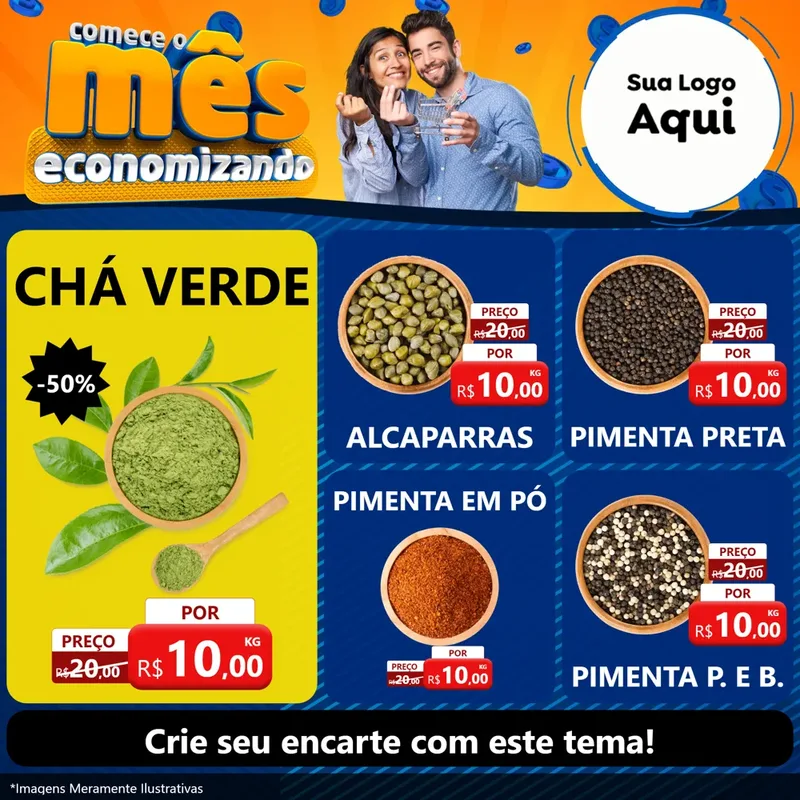 Modelo de Rede Social para Feed Facebook com o tema Comece O Mês Economizando para Produtos Naturais