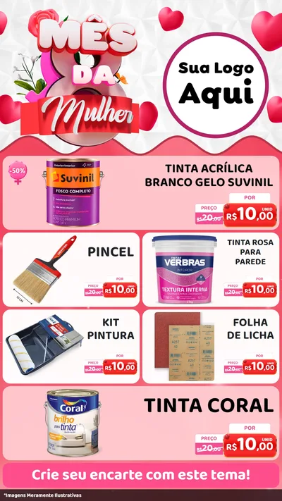 Modelo de TV para TV Vertical com o tema Mês da Mulher para Tintas e Ferramentas