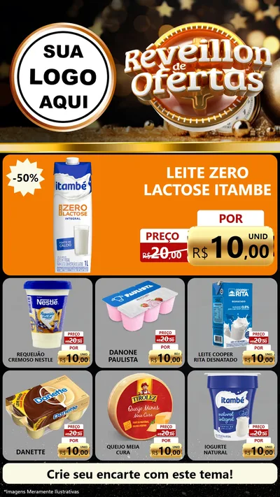 Modelo de Rede Social para Stories com o tema Réveillon de Ofertas para Frios e Laticínios
