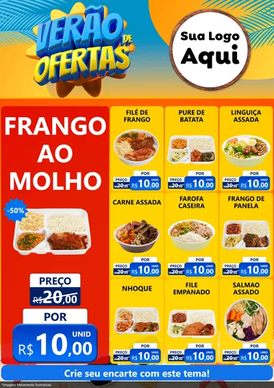 Modelo de Encarte para Encarte A4 Vertical com o tema Verão de Ofertas para Restaurante