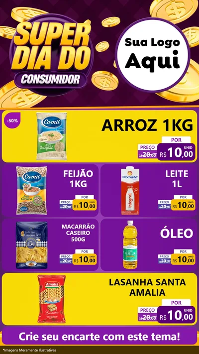 Modelo de TV para TV Vertical com o tema Super Dia do Consumidor para Supermercado