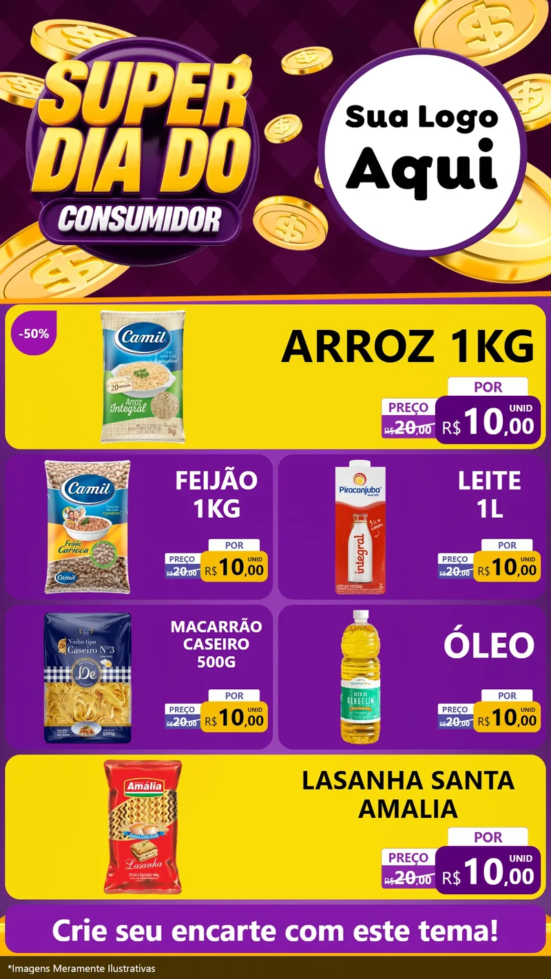 Modelo de TV para TV Vertical com o tema Super Dia do Consumidor para Supermercado