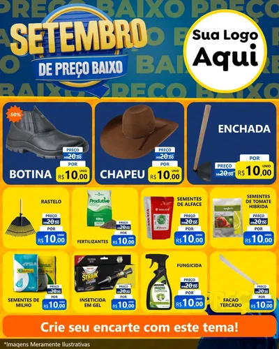 Modelo de Rede Social para Feed Instagram com o tema Setembro De Preço Baixo para Agropecuária
