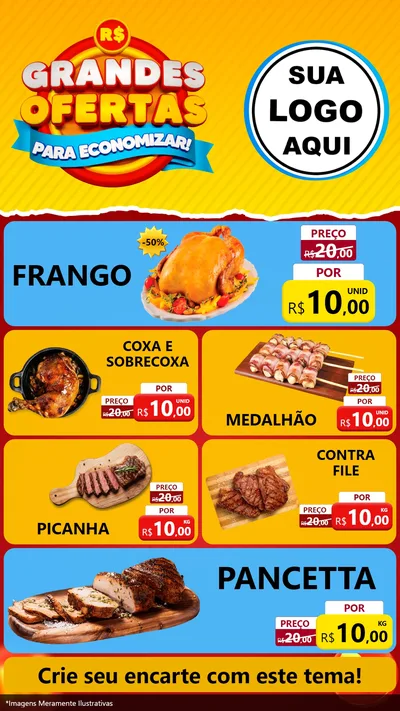 Modelo de TV para TV Vertical com o tema Grandes Ofertas Para Economizar! para Assados