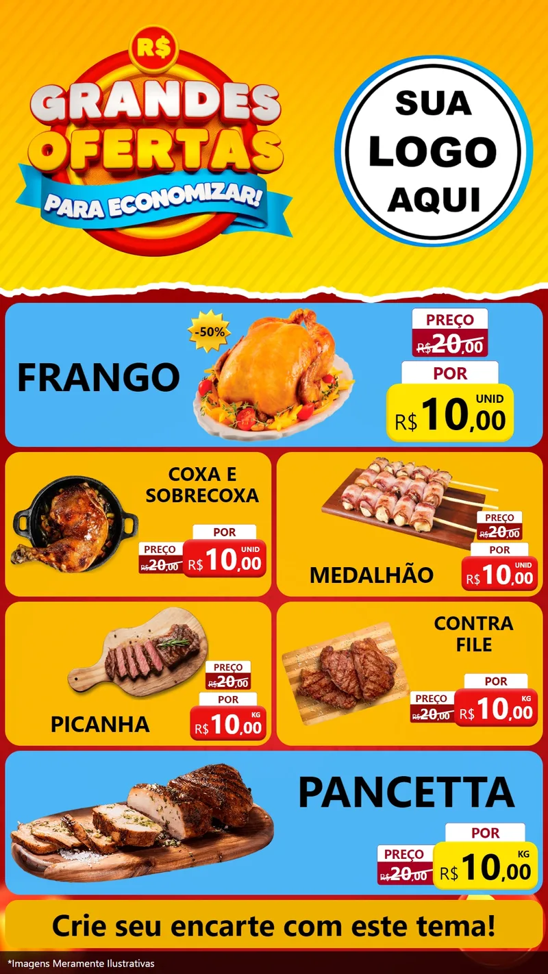 Modelo de TV para TV Vertical com o tema Grandes Ofertas Para Economizar! para Assados