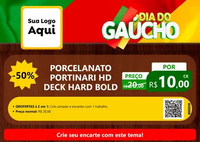 Modelo de Cartaz para Cartaz A4 Horizontal com o tema Dia do Gaúcho para Pisos e revestimentos