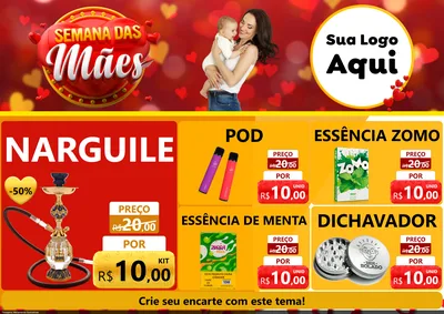 Modelo de Encarte para Encarte A4 Horizontal com o tema Semana das Mães para Tabacaria