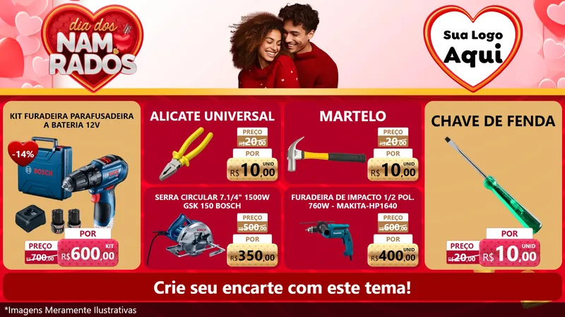 Modelo de TV para TV Horizontal com o tema Dia dos Namorados para Maquinas e Ferramentas
