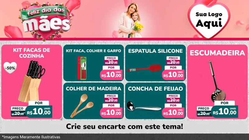 Modelo de TV para TV Horizontal com o tema Feliz Dia das Mães para Utilidades Domésticas