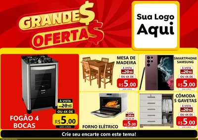 Modelo de Encarte para Encarte A4 Horizontal com o tema Grandes Ofertas para Móveis e Eletro