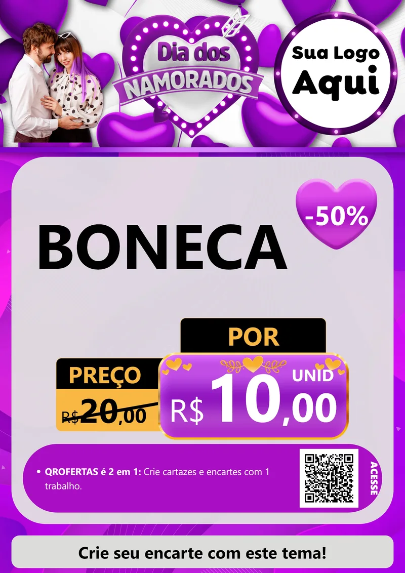 Modelo de Cartaz para Cartaz A4 Vertical com o tema Dia dos Namorados para Brinquedos