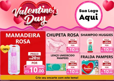 Modelo de Encarte para Encarte A4 Horizontal com o tema Valentine's Day para Bebês