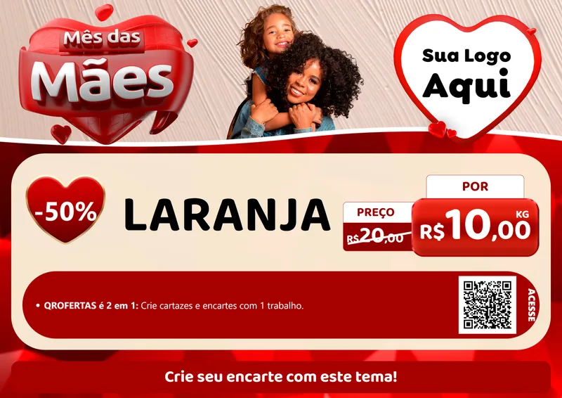Modelo de Cartaz para Cartaz A4 Horizontal com o tema Mês das Mães para Hortifrúti