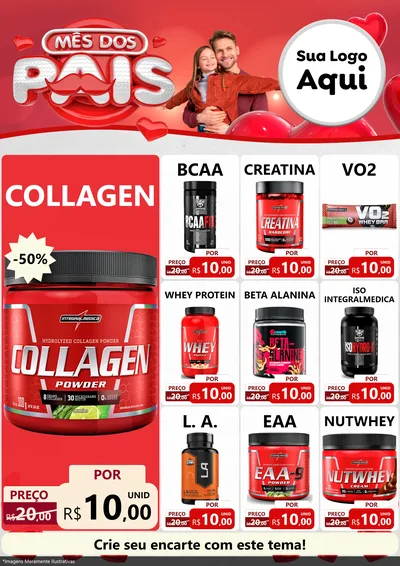 Modelo de Encarte para Encarte A4 Vertical com o tema Mês dos Pais para Suplementos alimentares