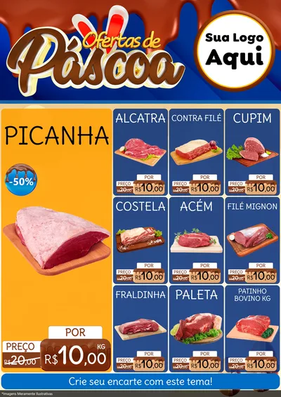 Modelo de Encarte para Encarte A4 Vertical com o tema Ofertas de Páscoa para Açougue