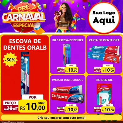 Modelo de Rede Social para Feed Facebook com o tema Pré-Carnaval Especial para Higiene Pessoal