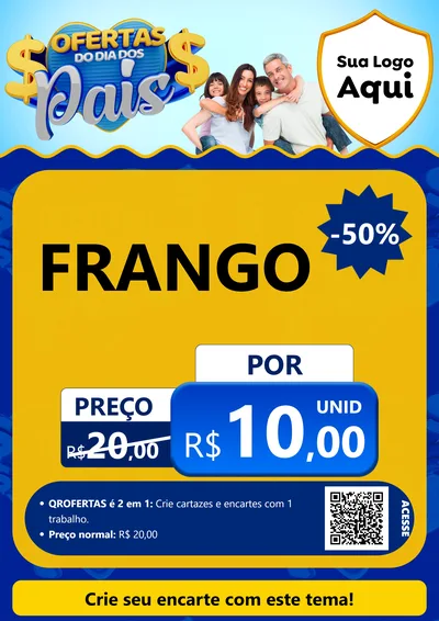 Modelo de Cartaz para Cartaz A4 Vertical com o tema Ofertas do Dia dos Pais para Assados
