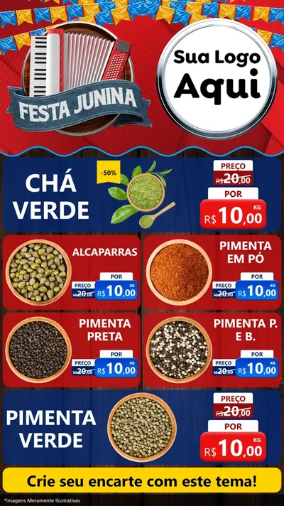 Modelo de TV para TV Vertical com o tema Festa Junina para Produtos Naturais