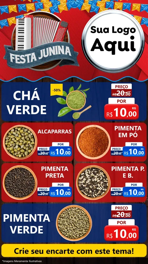 Modelo de TV para TV Vertical com o tema Festa Junina para Produtos Naturais