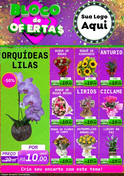 Modelo de Encarte para Encarte A4 Vertical com o tema Bloco de Ofertas para Floricultura e jardim