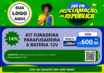 Modelo de Cartaz para Cartaz A4 Horizontal com o tema Dia Da Proclamação Da República para Maquinas e Ferramentas