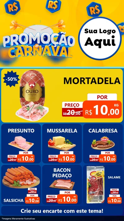 Modelo de Rede Social para Stories com o tema Promoção de Carnaval para Frios e Laticínios