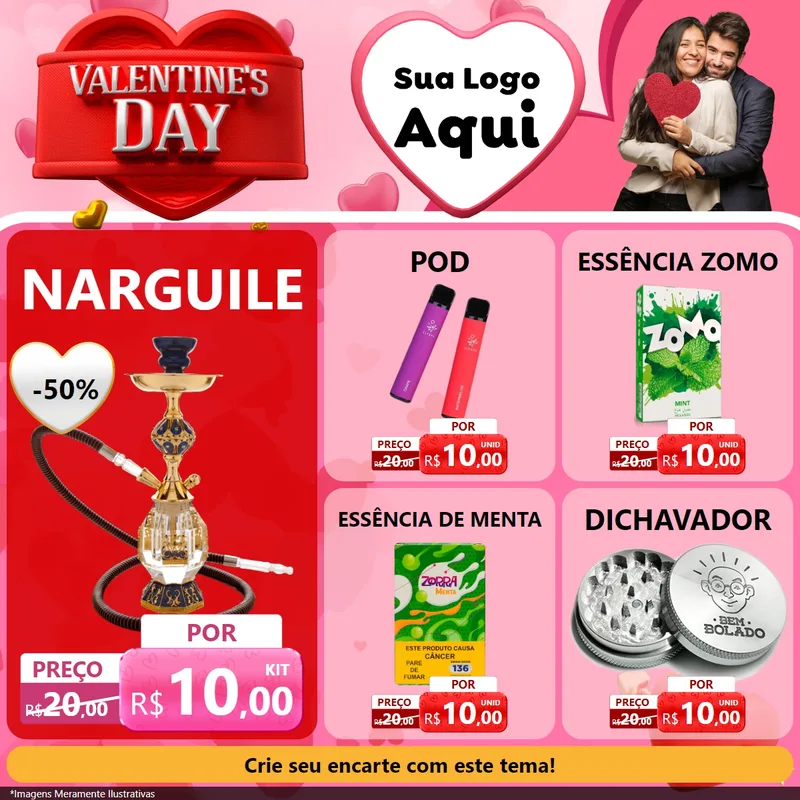 Modelo de Rede Social para Feed Facebook com o tema Valentine's Day para Tabacaria