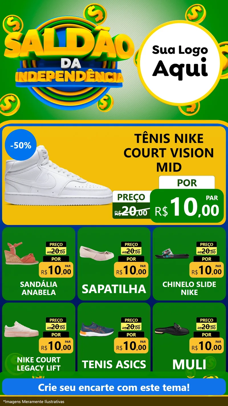 Modelo de Rede Social para Stories com o tema Saldão da Indepêndencia para Calçados
