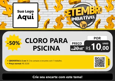 Modelo de Cartaz para Cartaz A4 Horizontal com o tema Setembro Imbatível para Produtos para Piscina