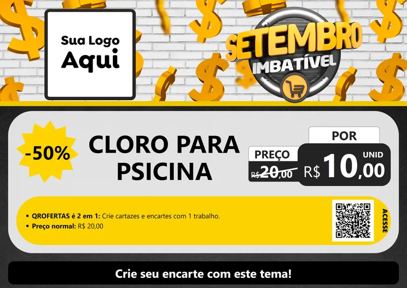 Modelo de Cartaz para Cartaz A4 Horizontal com o tema Setembro Imbatível para Produtos para Piscina