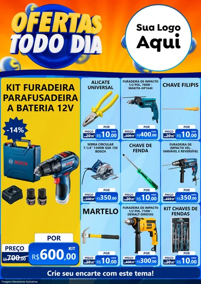 Modelo de Encarte para Encarte A4 Vertical com o tema Ofertas Todo Dia para Maquinas e Ferramentas