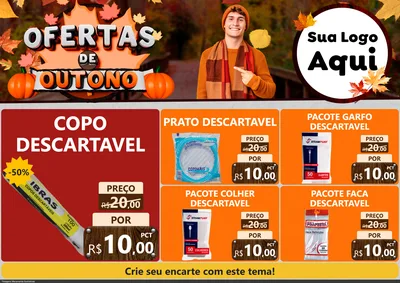 Modelo de Encarte para Encarte A4 Horizontal com o tema Ofertas de Outono para Embalagens