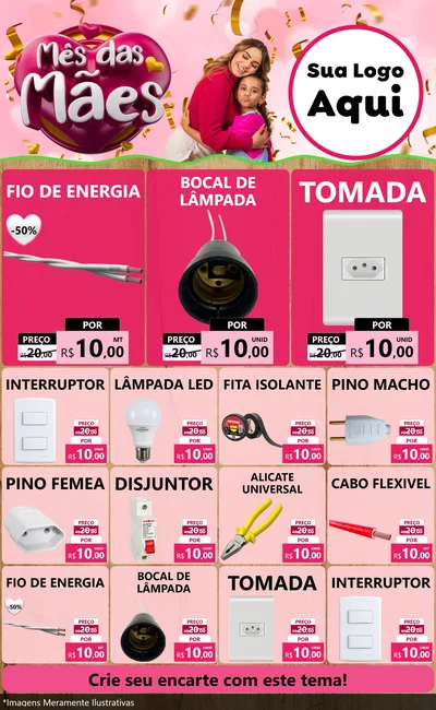 Modelo de Encarte para Encarte Grande com o tema Mês das Mães para Materiais Elétricos