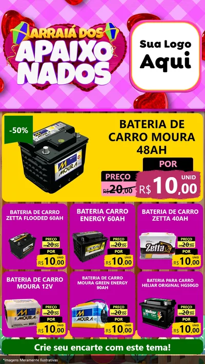 Modelo de Rede Social para Stories com o tema Arraiá dos Apaixonados para Baterias Elétricas