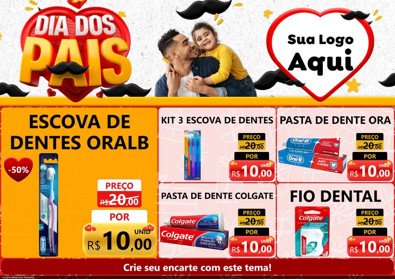 Modelo de Encarte para Encarte A4 Horizontal com o tema Dia dos Pais para Higiene Pessoal