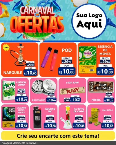Modelo de Rede Social para Feed Instagram com o tema Carnaval de Ofertas para Tabacaria