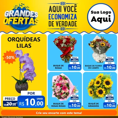 Modelo de Rede Social para Feed Facebook com o tema Grandes Ofertas para Floricultura e jardim