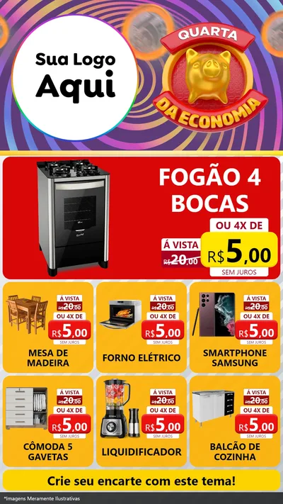 Modelo de Rede Social para Stories com o tema Quarta da Economia para Móveis e Eletro