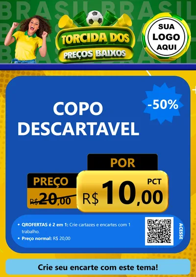Modelo de Cartaz para Cartaz A4 Vertical com o tema Torcida dos Preços Baixos para Embalagens