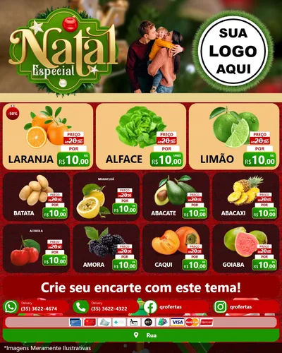 Modelo de Rede Social para Feed Instagram com o tema Natal Especial para Hortifrúti